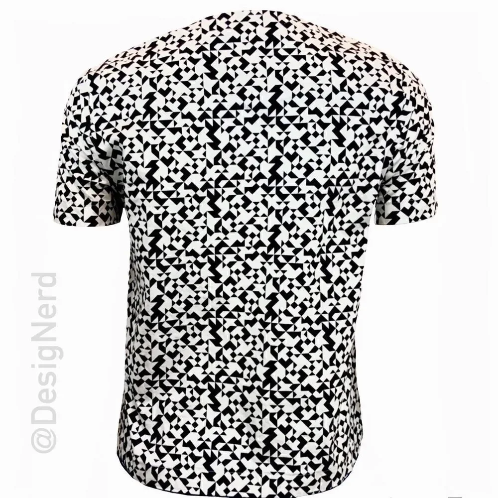 KATE SPADE FOLD OVER TOP IN TINY QUILT PRINT BLACK & WHITE XS COTTON POPLIN
